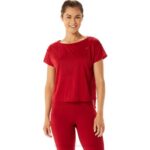 Asics top de manga corta jacquard arándano estilo moderno