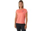 Asics top de manga corta logo fujitrail mujer color papaya