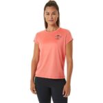 Asics top de manga corta logo fujitrail mujer color papaya