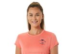 Asics top de manga corta logo fujitrail mujer color papaya - Image 4