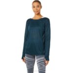 Asics top de manga larga espalda abierta mujer azul francés estilo y comodidad