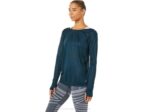 Asics top de manga larga espalda abierta mujer azul francés estilo y comodidad - Image 3