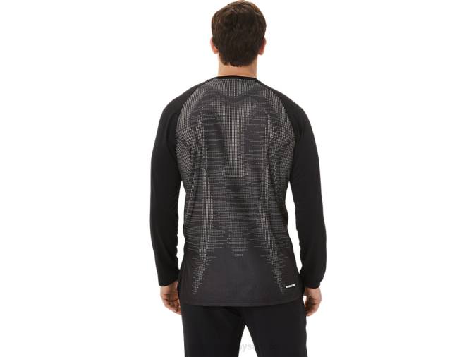 Asics top de manga larga jacquard actibreeze hombre negro rendimiento fresco - Image 2