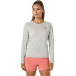 Asics top de manga larga logo Fujitrail mujer salvia ligera deportivo