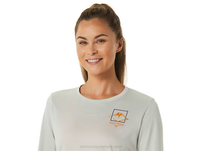 Asics top de manga larga logo Fujitrail mujer salvia ligera deportivo - Image 4
