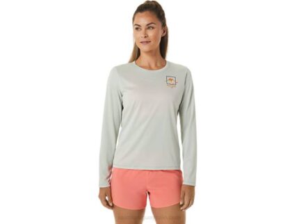 Asics top de manga larga logo Fujitrail mujer salvia ligera deportivo
