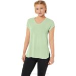 Asics top de mujer cuello en v jaspeado verde brezo
