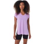 Asics Top de Mujer Cuello en V Lavanda Brillo Jaspeado
