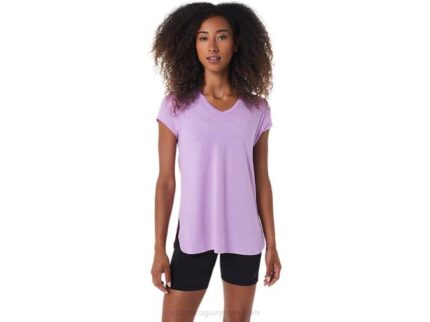 Asics Top de Mujer Cuello en V Lavanda Brillo Jaspeado
