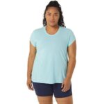 Asics top de mujer jaspeado cuello en v azul claro