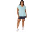 Asics top de mujer jaspeado cuello en v azul claro - Image 3