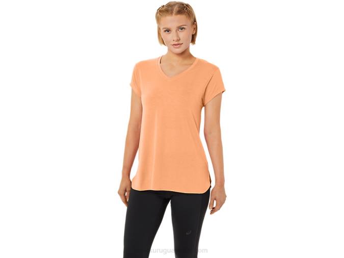 Asics top de mujer jaspeado cuello en v brezo de dunas verano - Image 1