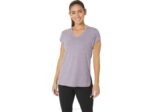 Asics top de mujer jaspeado cuello en v brezo violeta