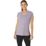 Asics top de mujer jaspeado cuello en v brezo violeta