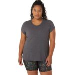 Asics top de mujer jaspeado cuello en v gris oscuro atractivo