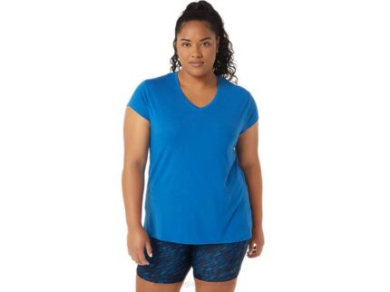Asics top de mujer jaspeado cuello en v lago drive brezo