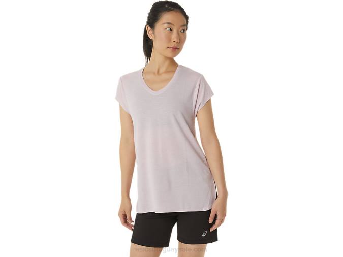 Asics top de mujer jaspeado cuello en v rosa brezo elegante - Image 7