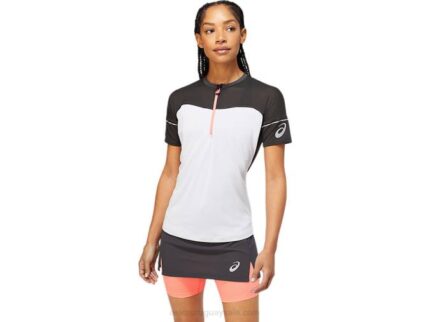 Asics Top Fijitrail Mujer Gris Grafito y Blanco Brillante