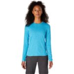 Asics top jaspeado de manga larga mujer agua digital estilo moderno