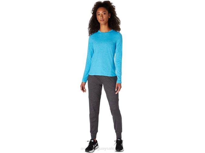 Asics top jaspeado de manga larga mujer agua digital estilo moderno - Image 4