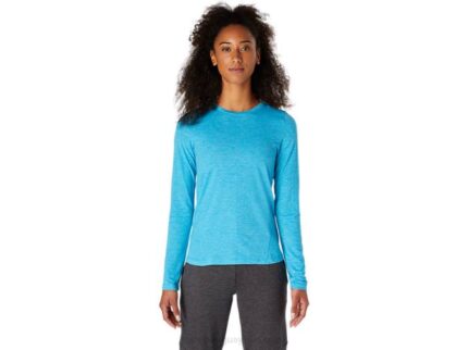 Asics top jaspeado de manga larga mujer agua digital estilo moderno