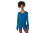 Asics top jaspeado de manga larga mujer brezo verde azulado