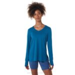 Asics top jaspeado de manga larga mujer brezo verde azulado