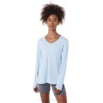 Asics top jaspeado de manga larga mujer cielo suave brezo elegante