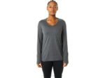 Asics top jaspeado de manga larga mujer gris oscuro estilo moderno