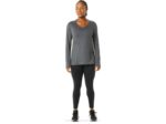 Asics top jaspeado de manga larga mujer gris oscuro estilo moderno - Image 4