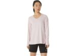 Asics top jaspeado de manga larga mujer rosa brezo estilo y confort