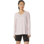 Asics top jaspeado de manga larga mujer rosa brezo estilo y confort