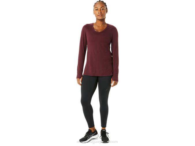 Asics top jaspeado manga larga mujer Brezo profundo Marte estilo cómodo - Image 4