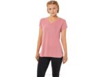 Asics top mujer cuello en v jaspeado rosa ahumado estilo moderno