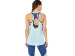 Asics top sin mangas azul claro con abertura femenina trendy - Image 2