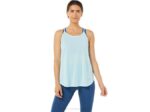 Asics top sin mangas azul claro con abertura femenina trendy