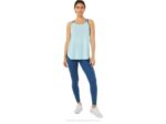 Asics top sin mangas azul claro con abertura femenina trendy - Image 4
