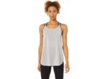 Asics top sin mangas gris ostra con abertura para mujer