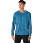 Asics tren de hombre sana manga larga azul hoja de roca