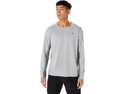 Asics tren de hombre sana manga larga gris piedmont y verde liquen