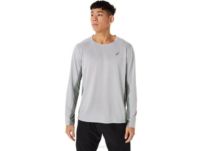 Asics tren de hombre sana manga larga gris piedmont y verde liquen - Image 1
