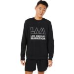 Asics tripulación de lam hombres rendimiento negro estilo y comodidad