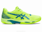 Asics velocidad de solución verde peligro azul renacido deportiva