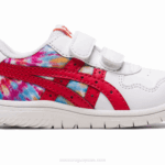 Asics Zapatillas Niños Blanco Rojo Estilo Clásico Japón