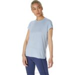 Camiseta Asics de Manga Corta Mujer Brezo de Niebla Elegante y Cómoda