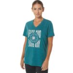 Camiseta Asics de Mujer Girasoles Cuello Pico Terciopelo Brezo de Pino