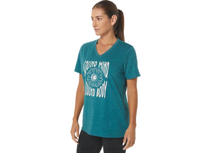 Camiseta Asics de Mujer Girasoles Cuello Pico Terciopelo Brezo de Pino - Image 3