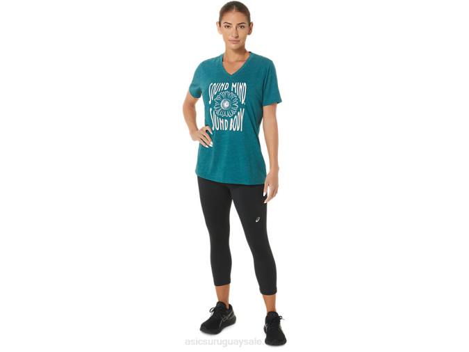 Camiseta Asics de Mujer Girasoles Cuello Pico Terciopelo Brezo de Pino - Image 4