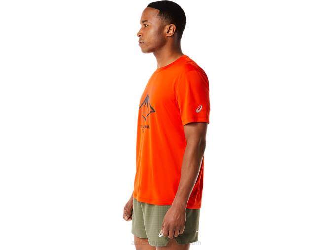 Camiseta Asics Hombre Manga Corta Logo Fujitrail Tomate Cherry - Image 3