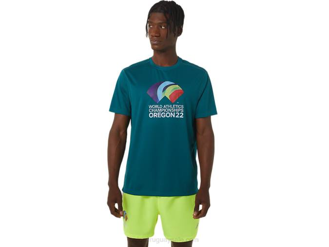 Camiseta Asics Hombre Manga Corta Pino Terciopelo Ideal para Deporte - Image 1